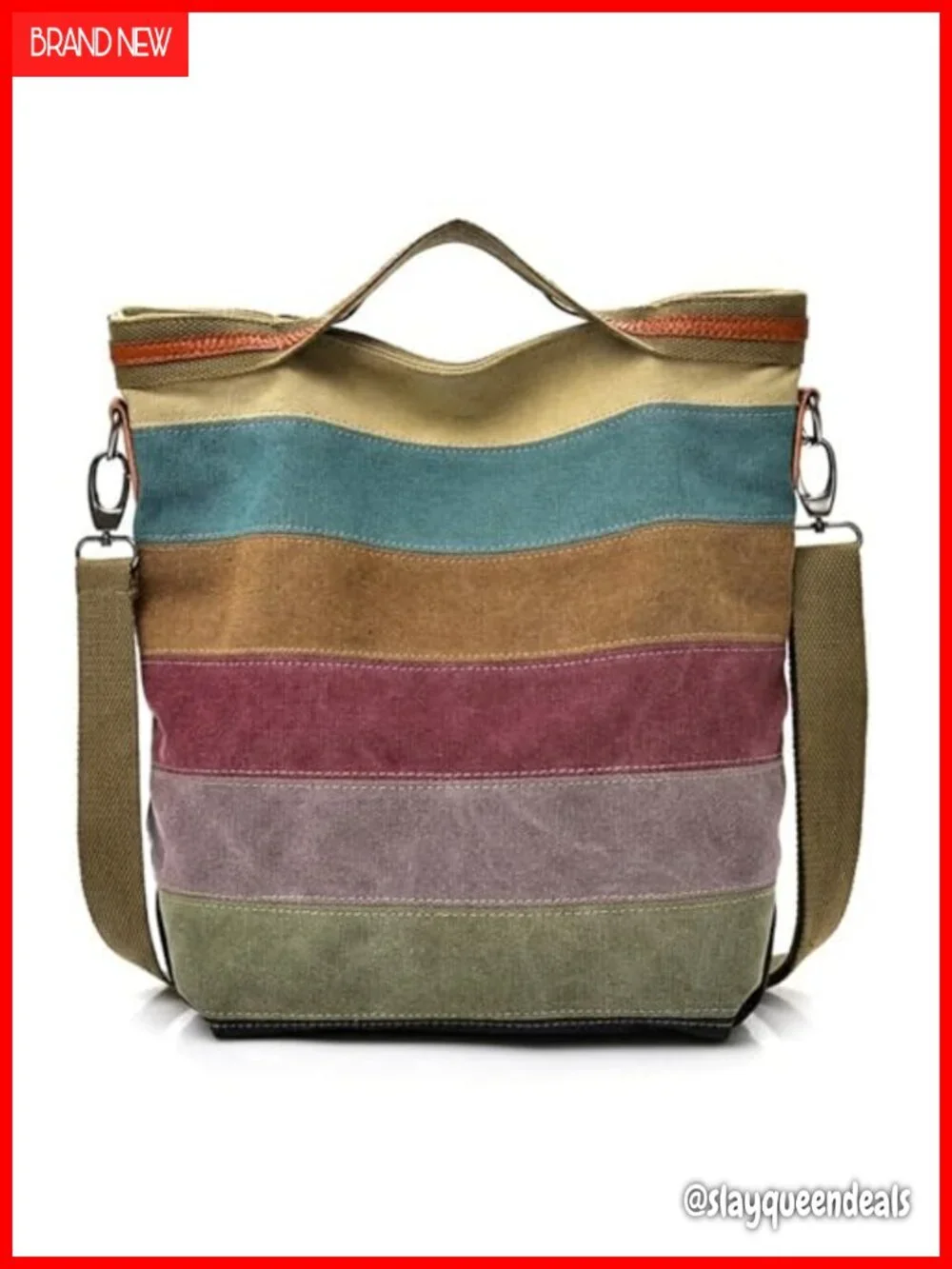 Canvas Hobo Tote Bag With Strap, Large Capacity, Multi-Color